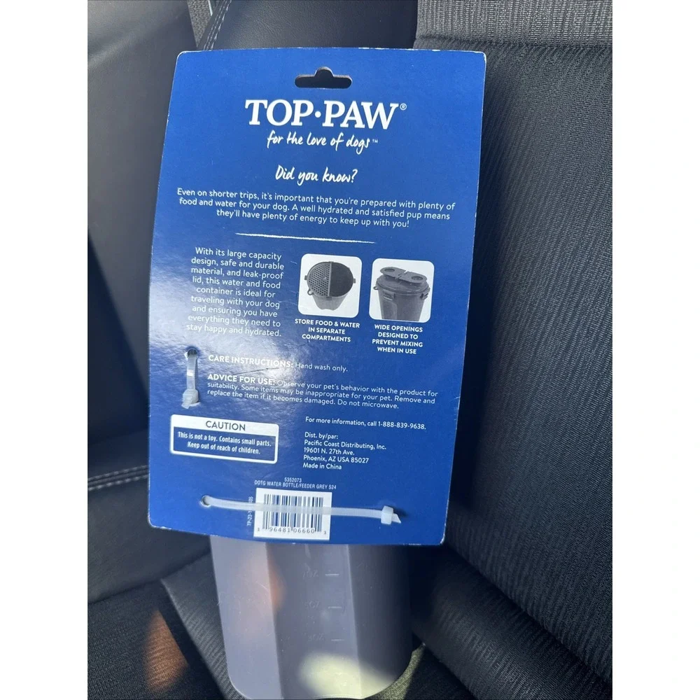 Top Paw For Travel Container For Dog 2-in-1 Food And‎ Water Leak Proof Portable